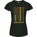 Juneteenth Emancipation Day USA Flag Womens Petite Cut T-Shirt Black