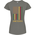 Juneteenth Emancipation Day USA Flag Womens Petite Cut T-Shirt Charcoal