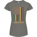 Juneteenth Emancipation Day USA Flag Womens Petite Cut T-Shirt Charcoal