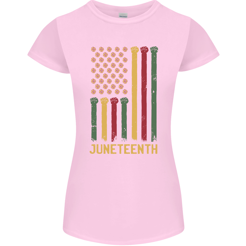Juneteenth Emancipation Day USA Flag Womens Petite Cut T-Shirt Light Pink