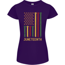 Juneteenth Emancipation Day USA Flag Womens Petite Cut T-Shirt Purple