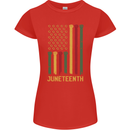 Juneteenth Emancipation Day USA Flag Womens Petite Cut T-Shirt Red