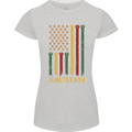 Juneteenth Emancipation Day USA Flag Womens Petite Cut T-Shirt Sports Grey
