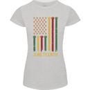 Juneteenth Emancipation Day USA Flag Womens Petite Cut T-Shirt Sports Grey