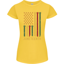 Juneteenth Emancipation Day USA Flag Womens Petite Cut T-Shirt Yellow