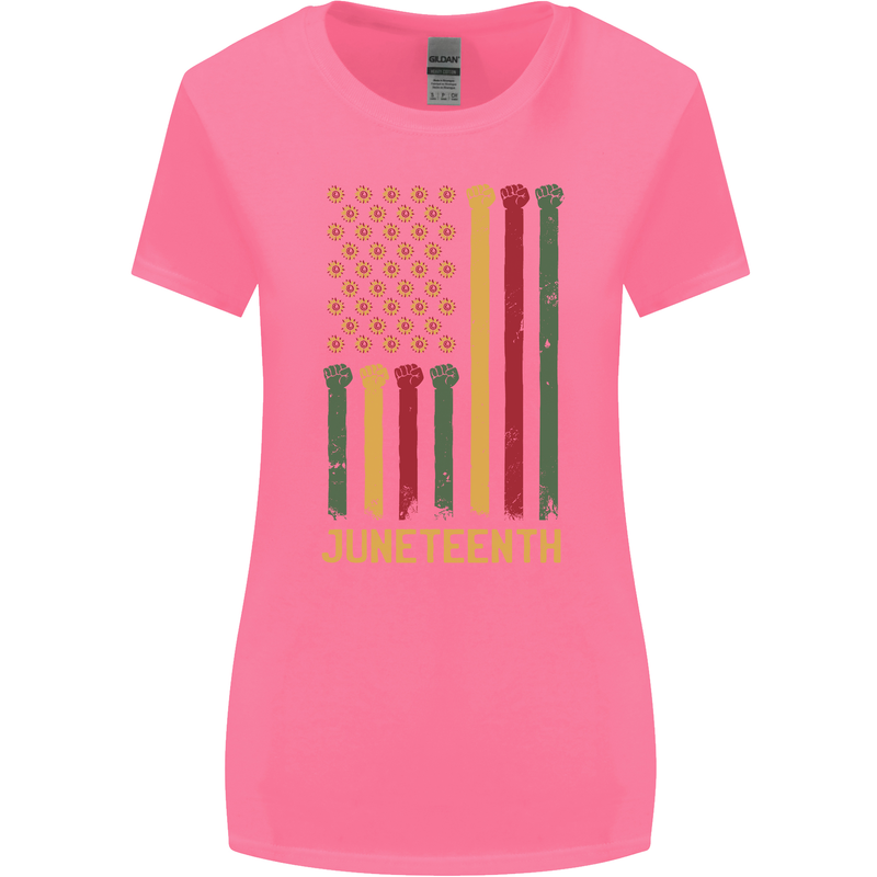 Juneteenth Emancipation Day USA Flag Womens Wider Cut T-Shirt Azalea
