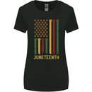 Juneteenth Emancipation Day USA Flag Womens Wider Cut T-Shirt Black
