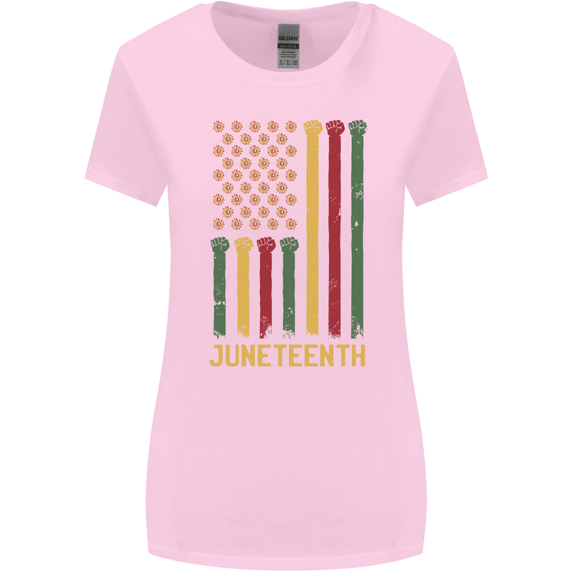 Juneteenth Emancipation Day USA Flag Womens Wider Cut T-Shirt Light Pink