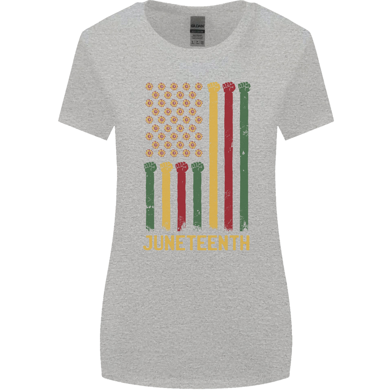 Juneteenth Emancipation Day USA Flag Womens Wider Cut T-Shirt Sports Grey