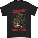 Jurassic Rawr n Roll T-Rex Dinosaur Guitar Rock Mens T-Shirt 100% Cotton Black