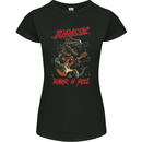 Jurassic Rawr n Roll T-Rex Dinosaur Guitar Rock Womens Petite Cut T-Shirt Black
