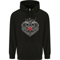 Just Married Skulls Gothic Marriage Goth Mens 80% Cotton Hoodie Black