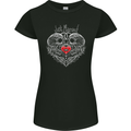 Just Married Skulls Gothic Marriage Goth Womens Petite Cut T-Shirt Black