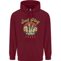 Just Play Chess Mens 80% Cotton Hoodie Maroon