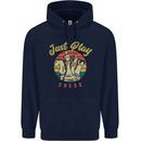 Just Play Chess Mens 80% Cotton Hoodie Navy Blue