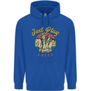 Just Play Chess Mens 80% Cotton Hoodie Royal Blue