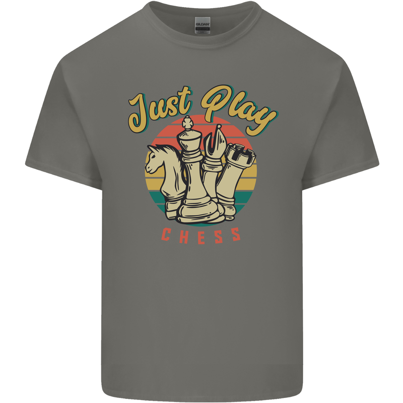 Just Play Chess Mens Cotton T-Shirt Tee Top Charcoal