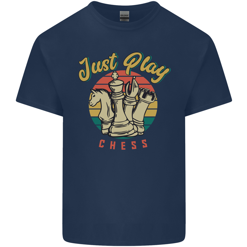 Just Play Chess Mens Cotton T-Shirt Tee Top Navy Blue