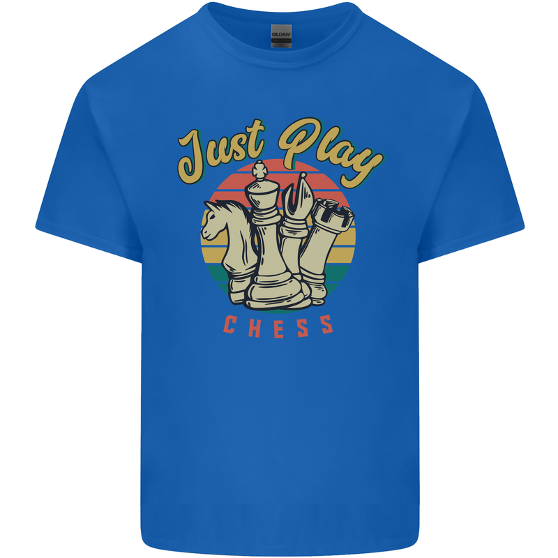 Just Play Chess Mens Cotton T-Shirt Tee Top Royal Blue