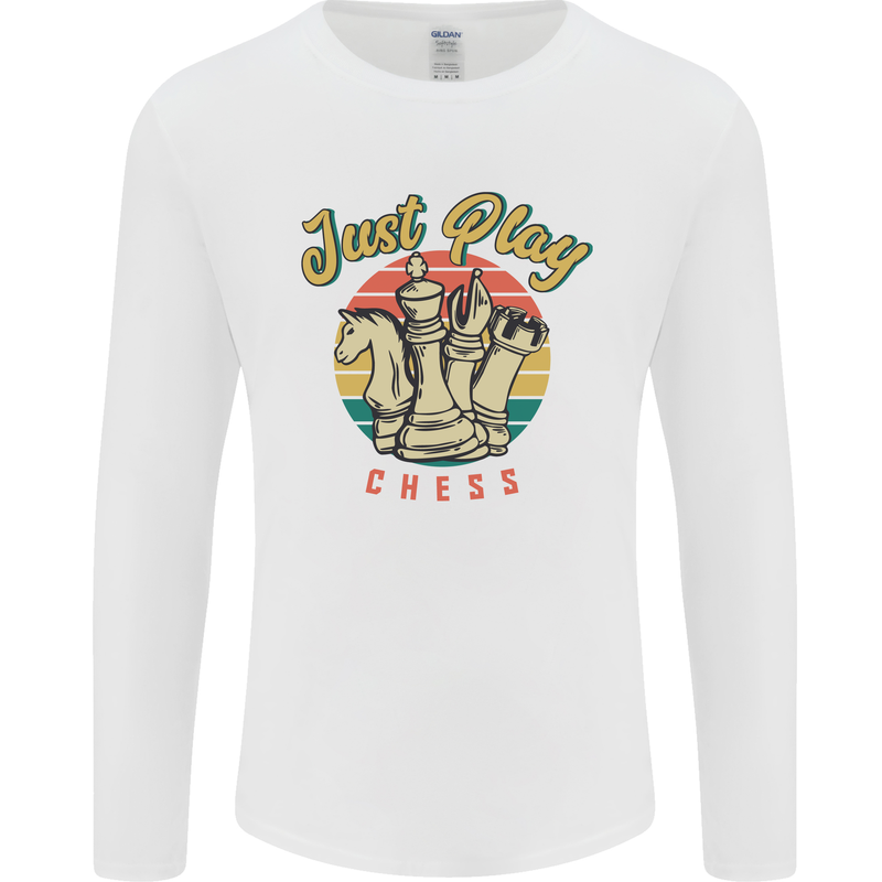 Just Play Chess Mens Long Sleeve T-Shirt White