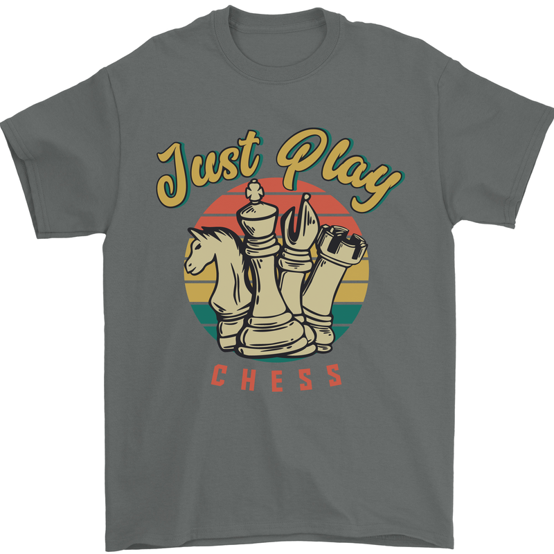 Just Play Chess Mens T-Shirt 100% Cotton Charcoal