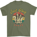 Just Play Chess Mens T-Shirt 100% Cotton Military Green