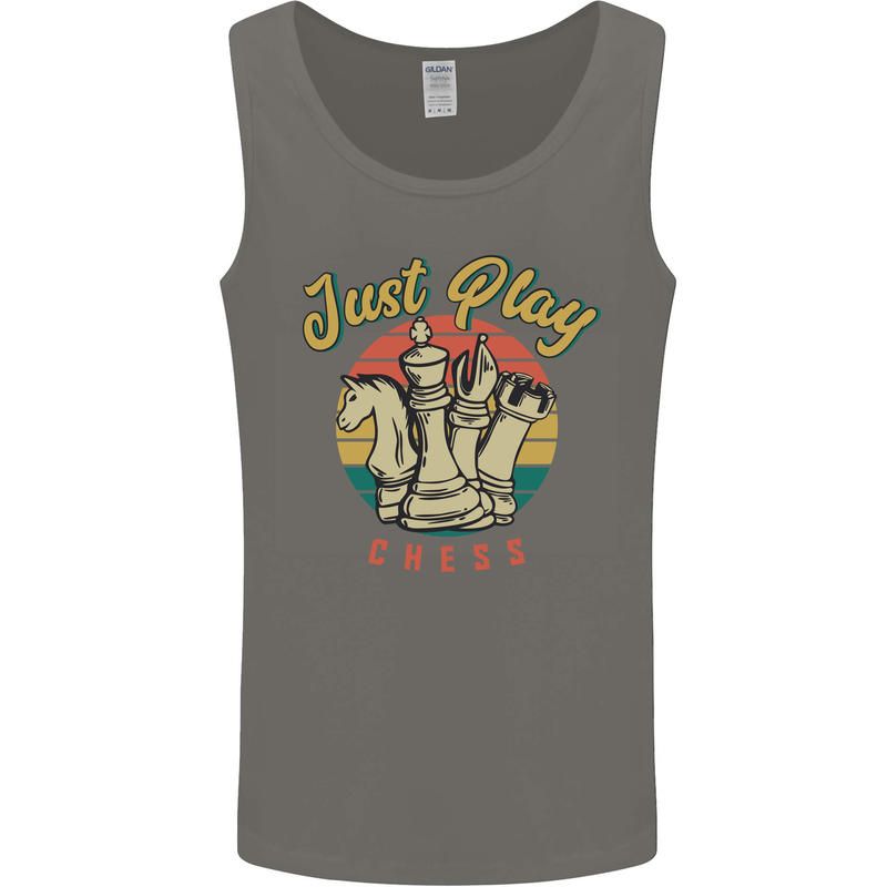 Just Play Chess Mens Vest Tank Top Charcoal