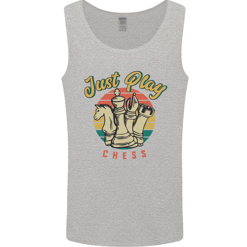 Just Play Chess Mens Vest Tank Top Sports Grey