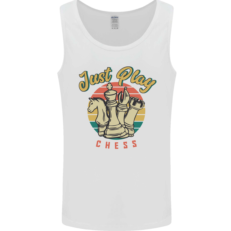 Just Play Chess Mens Vest Tank Top White