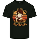 Just a Boy Who Loves Anime & a Cup of Tea Kids T-Shirt Childrens Black