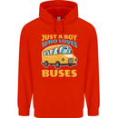 Just a Boy Who Loves Buses Bus Childrens Kids Hoodie Bright Red