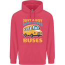 Just a Boy Who Loves Buses Bus Childrens Kids Hoodie Heliconia