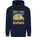 Just a Boy Who Loves Buses Bus Childrens Kids Hoodie Navy Blue