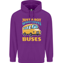 Just a Boy Who Loves Buses Bus Childrens Kids Hoodie Purple