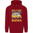 Just a Boy Who Loves Buses Bus Childrens Kids Hoodie Red