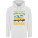 Just a Boy Who Loves Buses Bus Childrens Kids Hoodie White