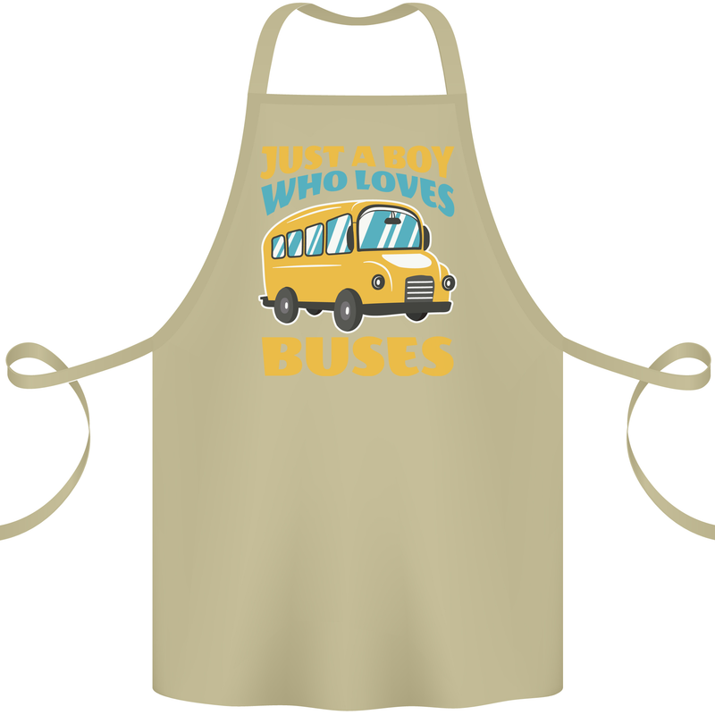 Just a Boy Who Loves Buses Bus Cotton Apron 100% Organic Khaki