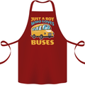 Just a Boy Who Loves Buses Bus Cotton Apron 100% Organic Maroon