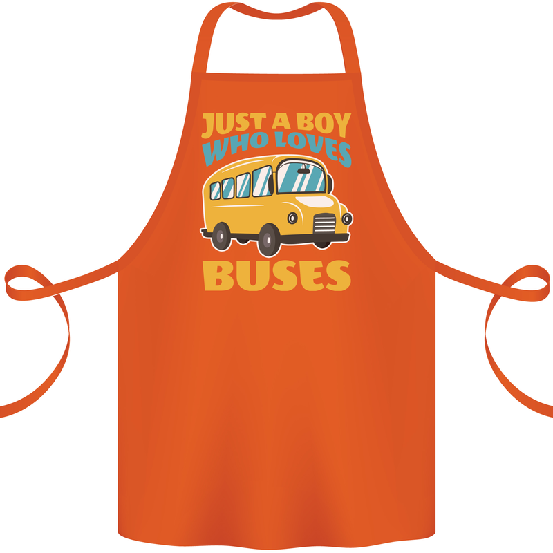 Just a Boy Who Loves Buses Bus Cotton Apron 100% Organic Orange