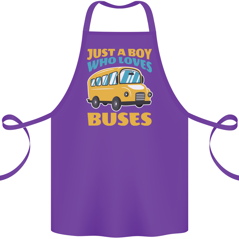 Just a Boy Who Loves Buses Bus Cotton Apron 100% Organic Purple