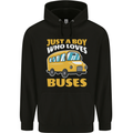 Just a Boy Who Loves Buses Bus Driver Childrens Kids Hoodie Black
