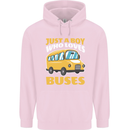 Just a Boy Who Loves Buses Bus Driver Childrens Kids Hoodie Light Pink