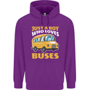 Just a Boy Who Loves Buses Bus Driver Childrens Kids Hoodie Purple