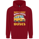 Just a Boy Who Loves Buses Bus Driver Childrens Kids Hoodie Red