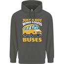 Just a Boy Who Loves Buses Bus Driver Childrens Kids Hoodie Storm Grey