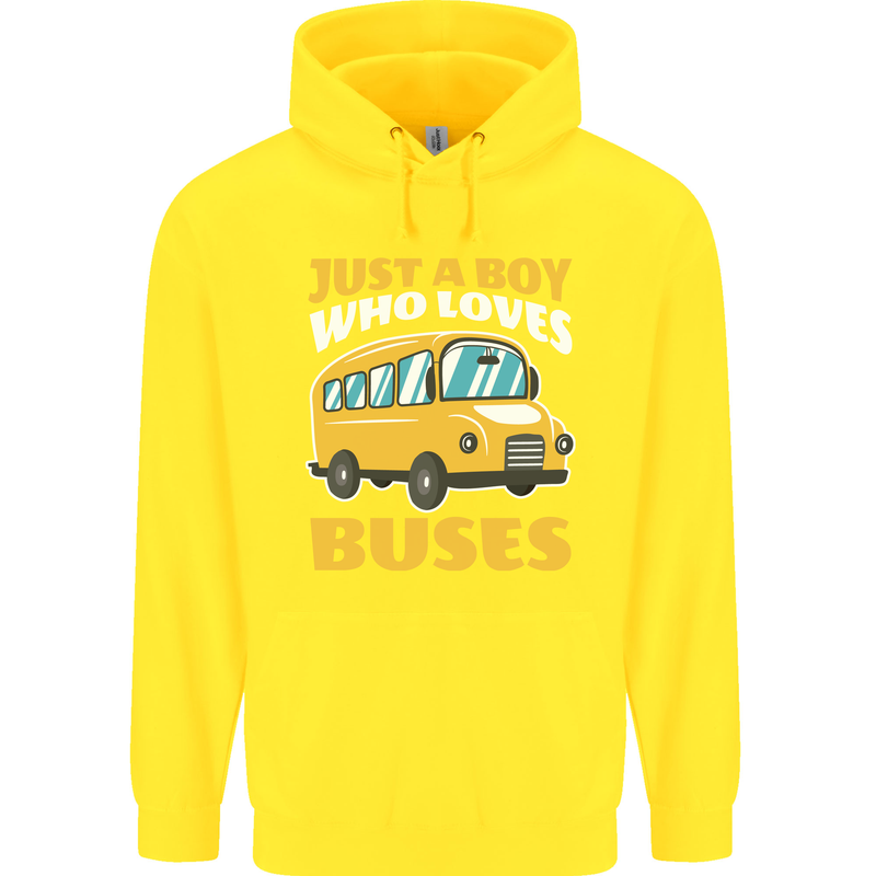Just a Boy Who Loves Buses Bus Driver Childrens Kids Hoodie Yellow