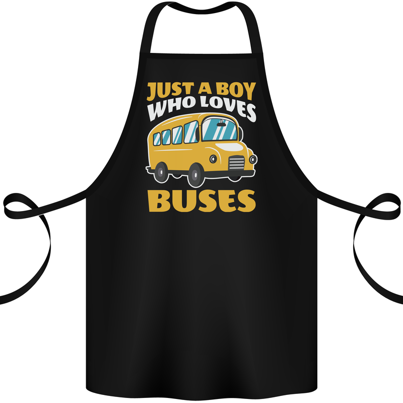 Just a Boy Who Loves Buses Bus Driver Cotton Apron 100% Organic Black