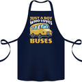 Just a Boy Who Loves Buses Bus Driver Cotton Apron 100% Organic Navy Blue
