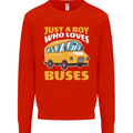 Just a Boy Who Loves Buses Bus Driver Kids Sweatshirt Jumper Bright Red
