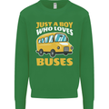 Just a Boy Who Loves Buses Bus Driver Kids Sweatshirt Jumper Irish Green